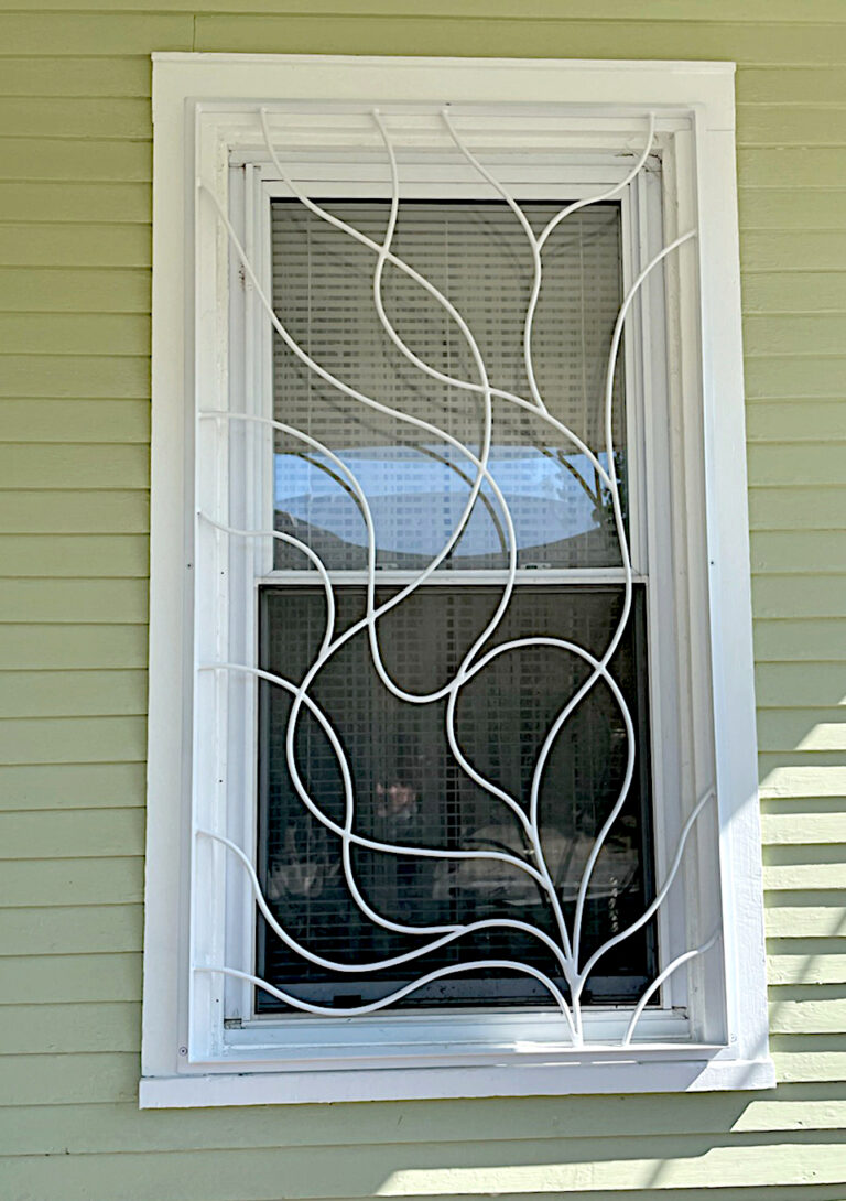 Art Deco broken line wrought iron window guard alt design