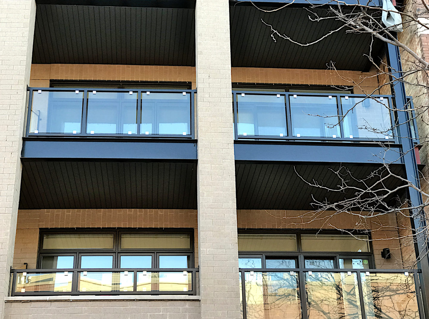 Custom wrought iron balcony railing painted satin black