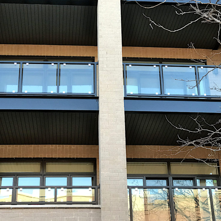 Custom wrought iron balcony railing painted satin black