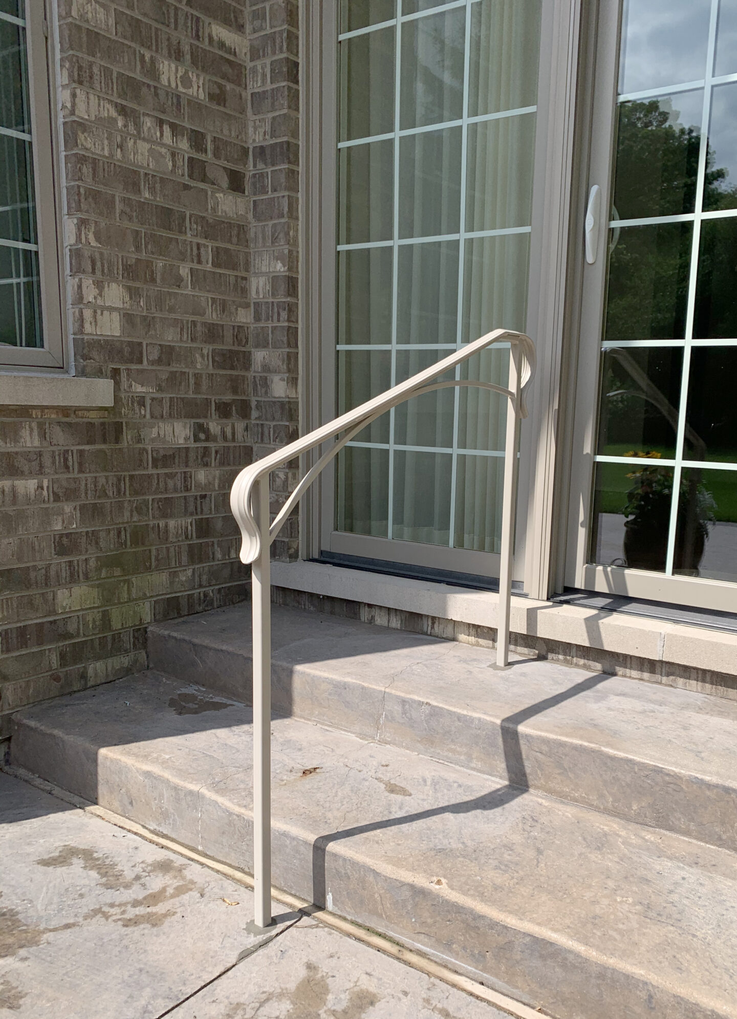 Custom wrought iron handrails minimalist painteed cream stairs one