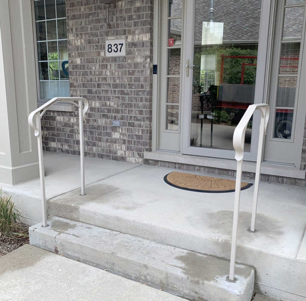 Minimalist Wrought Iron Handrails Painteed Cream In Northbrook Signature Metal Works