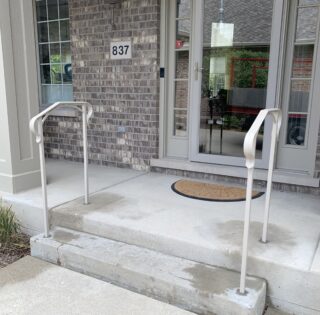 Minimalist wrought iron handrails painteed cream in Northbrook ...