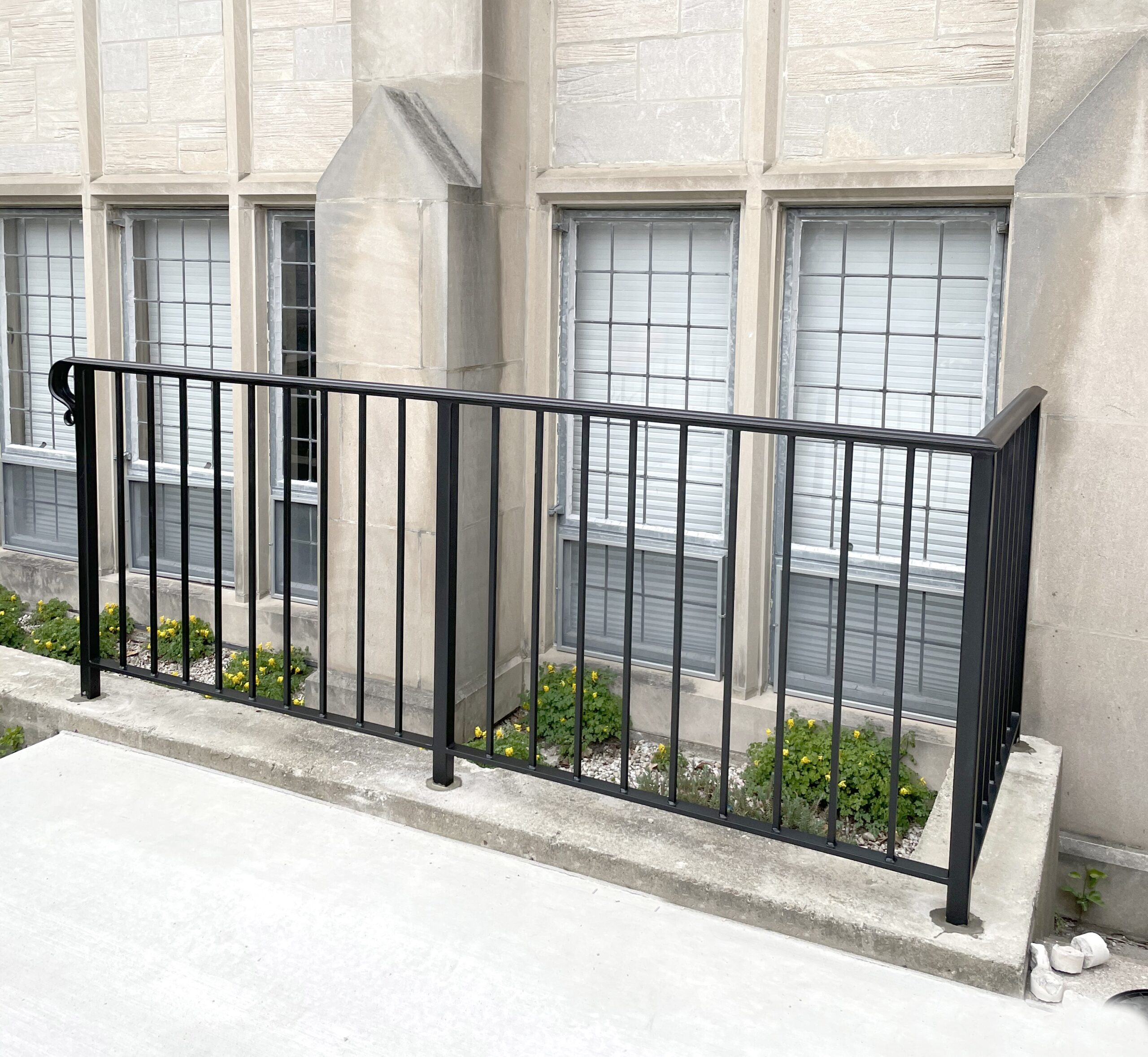 French Country wrought iron railings painted satin black in Deerfield