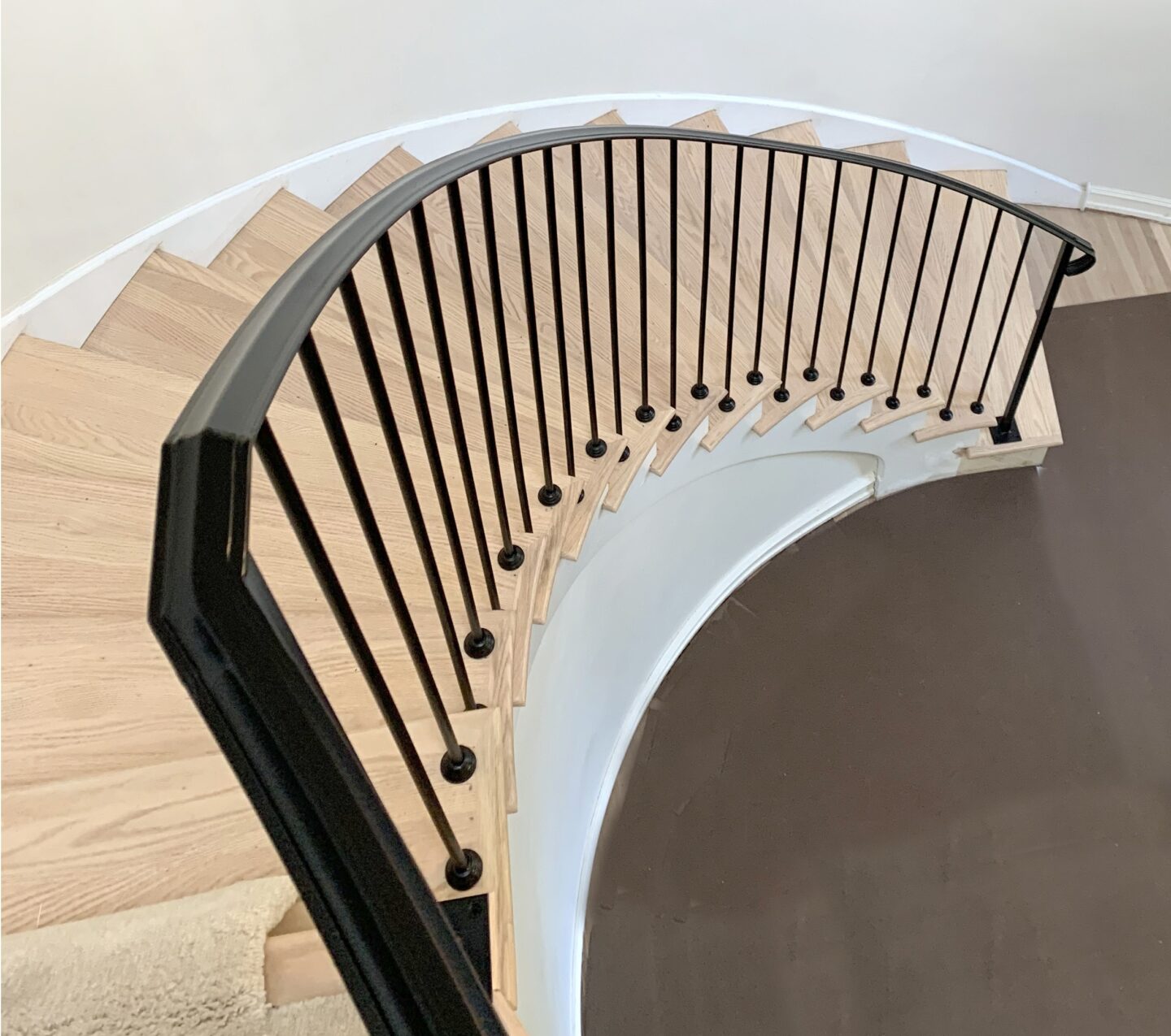 Custom wrought iron railings minimalist painted satin black top view