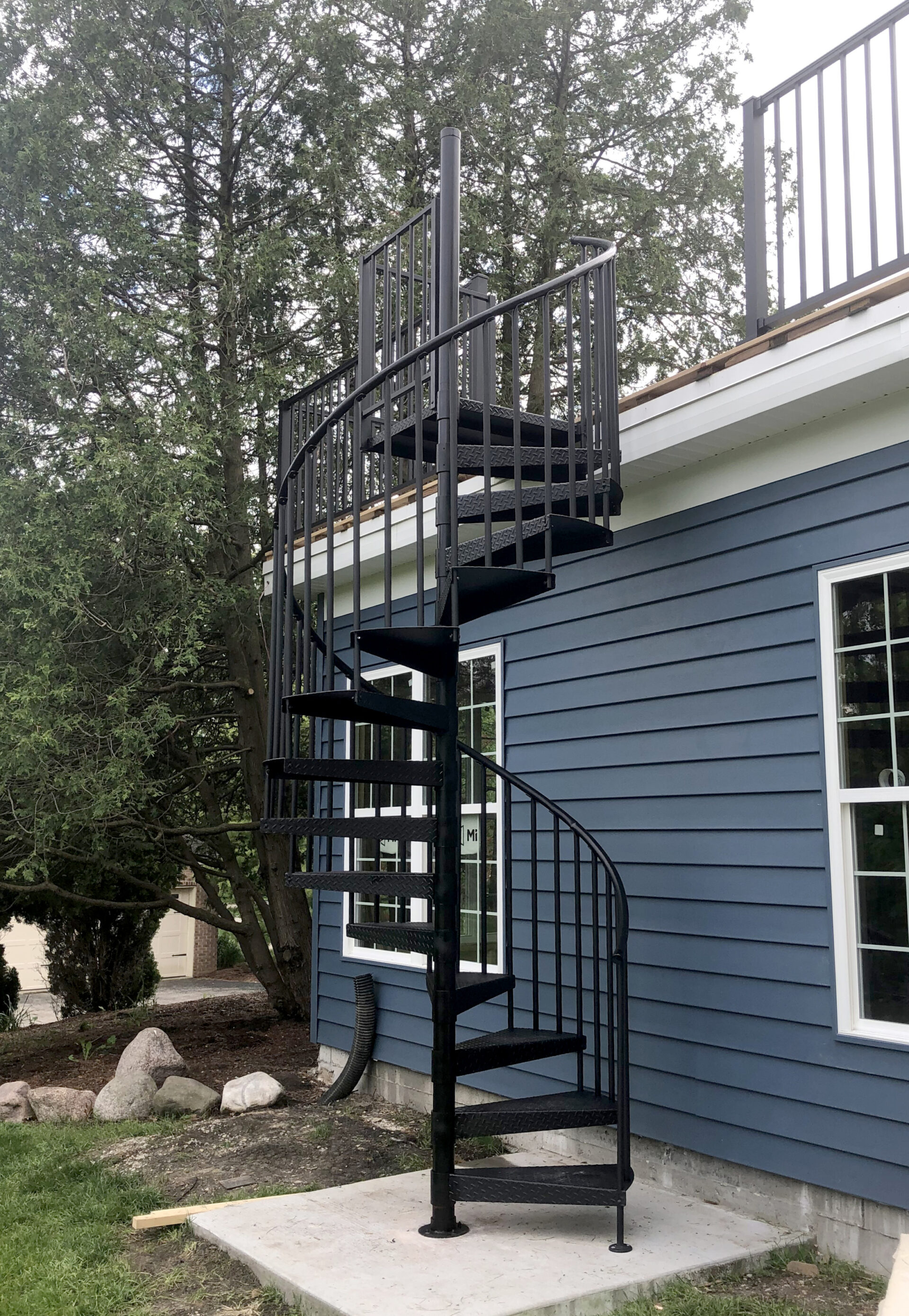 Traditional Wrought Iron Stairs Painted Satin Black In South Barrington 