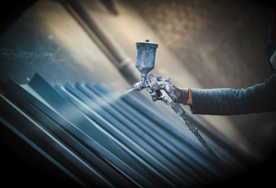 Powder coating process closeup