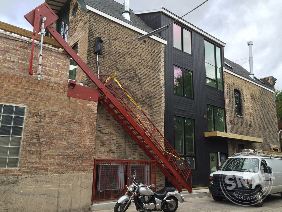 Looking for custom fire escape straight with cantilever stairs