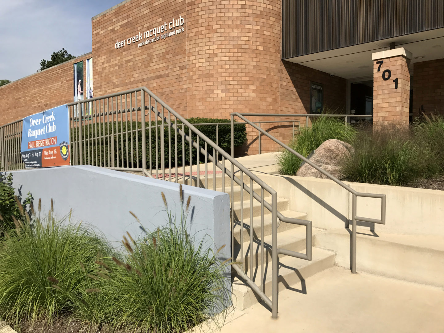 Custom industrial wrought iron ada railings painted gray for a client in Highland Park
