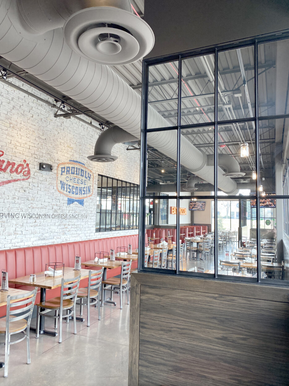 custom wrought iron giordanos glass and metal open cafe space