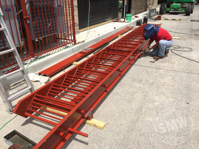 primed steel staircase