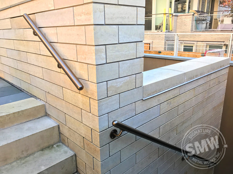 wrought iron custom bronze color pipe handrails