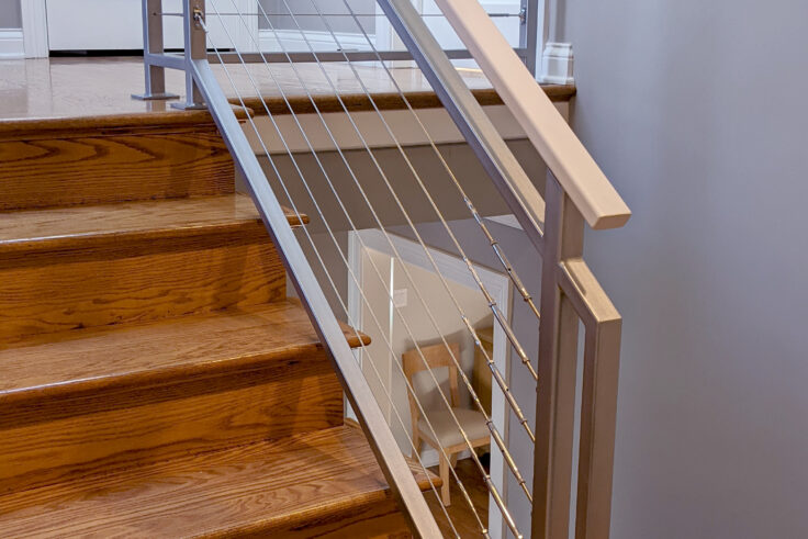 Urban Modern custom cable wrought iron railings in Highland Park